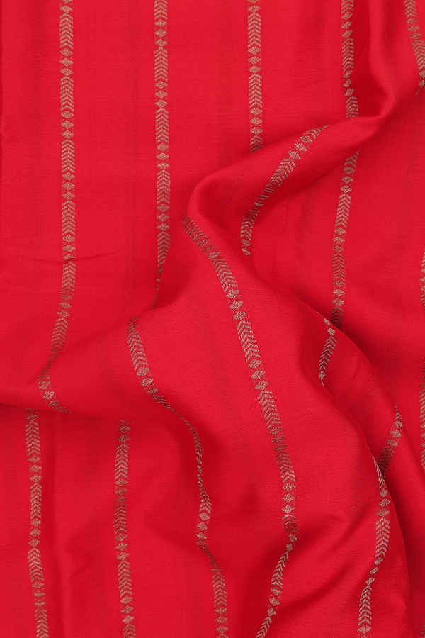 Mysore Silk Saree In Chilli Red With Stripes Design