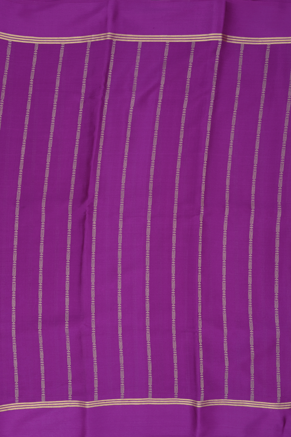 Mysore Silk Saree In Purple With Stripes Design