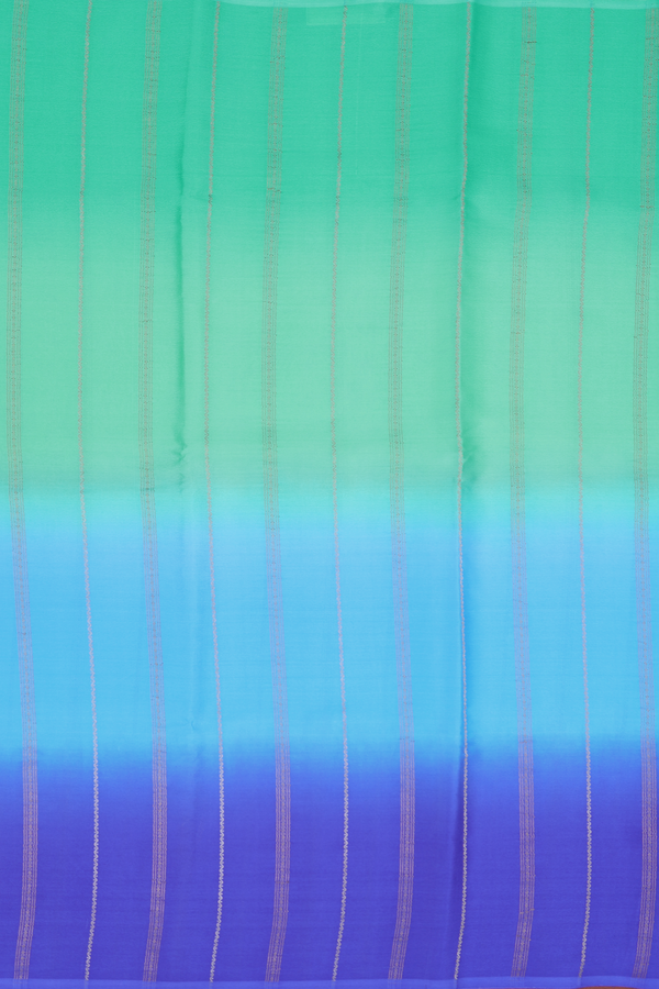 Mysore Silk Saree In Blue And Green With Stripes Design