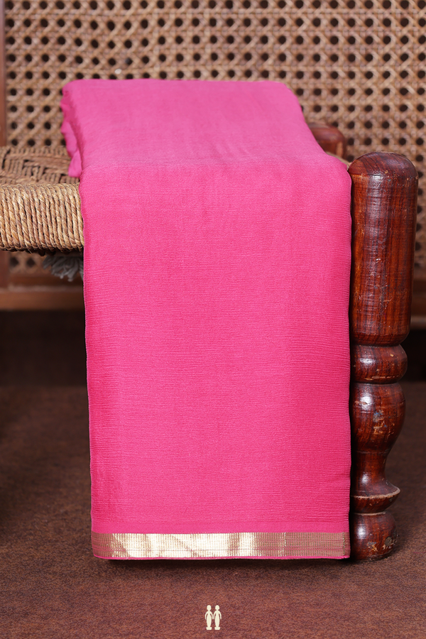 Chiffon Saree In Punch Pink With Zari Border