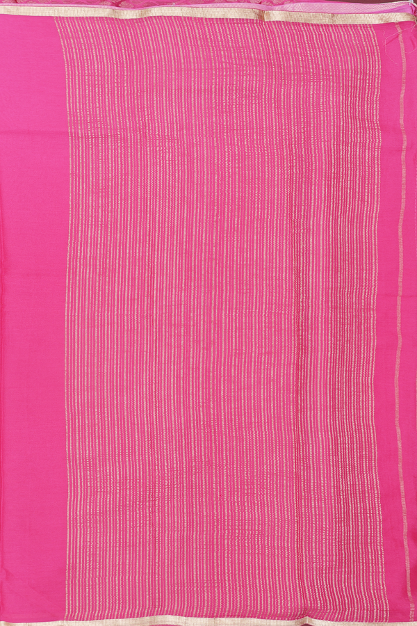 Chiffon Saree In Punch Pink With Zari Border
