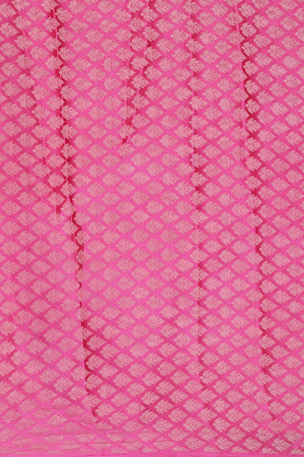 Chiffon Saree In Punch Pink With Zari Border