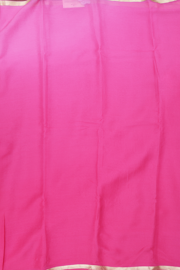 Chiffon Saree In Punch Pink With Zari Border