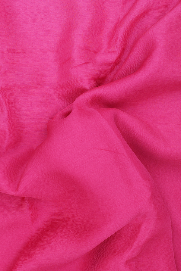 Chiffon Saree In Punch Pink With Zari Border