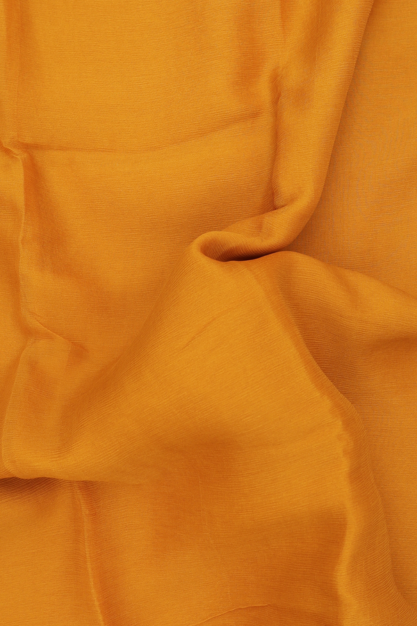 Chiffon Saree In Mustard Yellow With Contrast Border