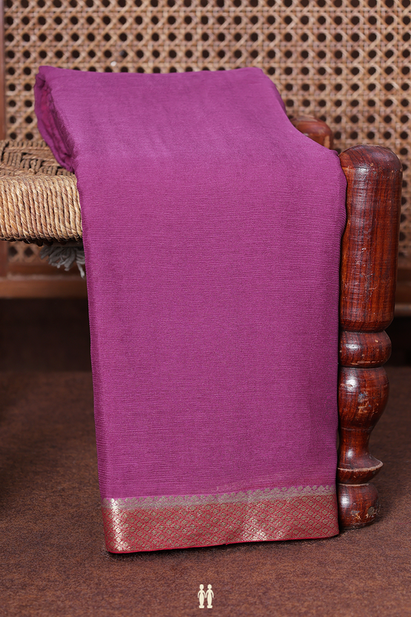 Chiffon Saree In Dusty Purple With Contrast Border