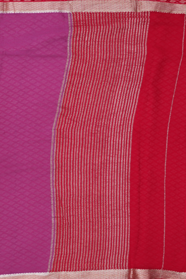 Chiffon Saree In Dusty Purple With Contrast Border