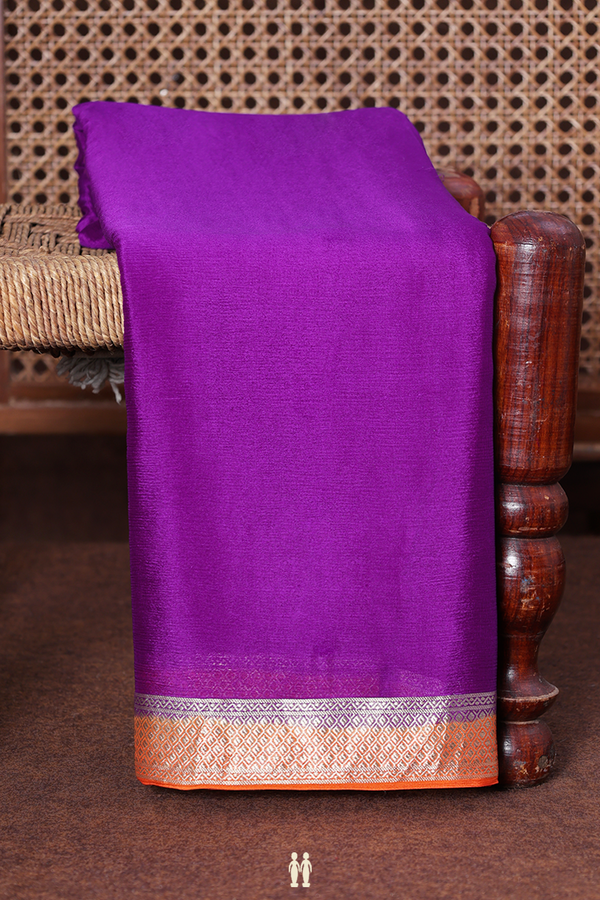 Chiffon Saree In Purple With Contrast Border