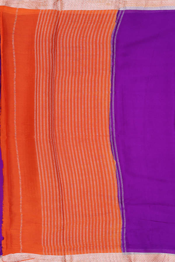 Chiffon Saree In Purple With Contrast Border