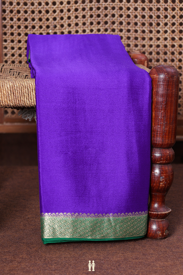 Chiffon Saree In Royal Purple With Contrast Border