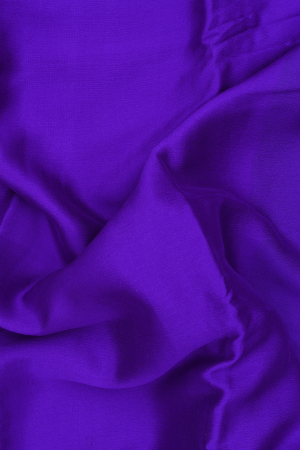 Chiffon Saree In Royal Purple With Contrast Border
