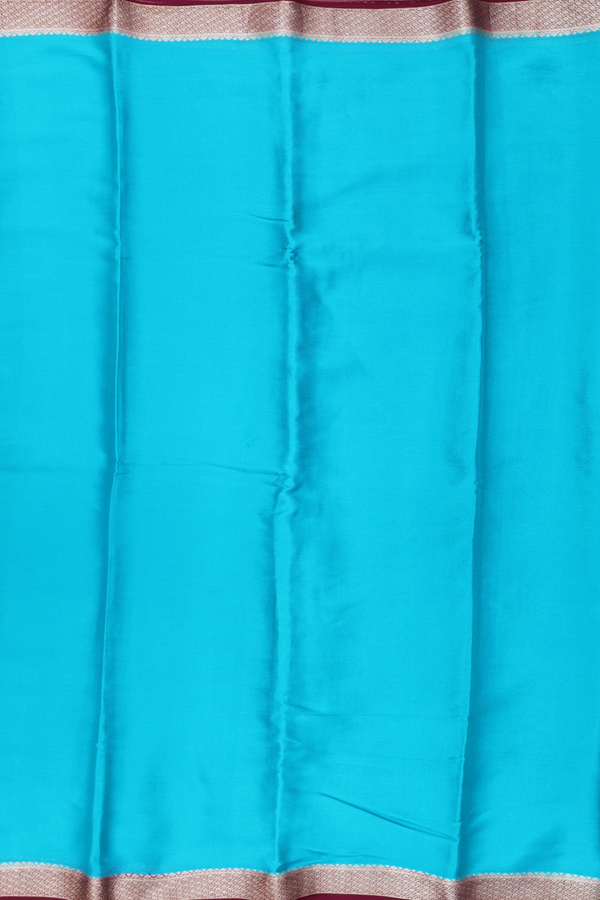 Chiffon Saree In Bluish Green With Contrast Border