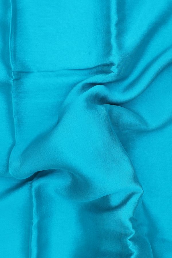 Chiffon Saree In Bluish Green With Contrast Border