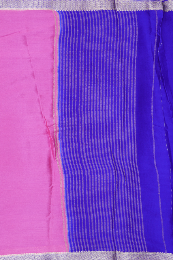 Chiffon Saree In Pink With Contrast Border