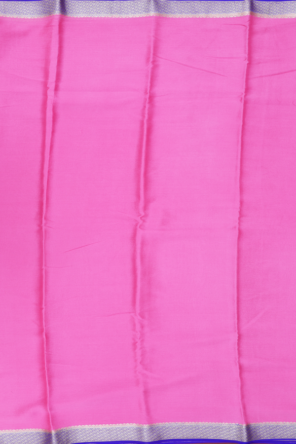 Chiffon Saree In Pink With Contrast Border