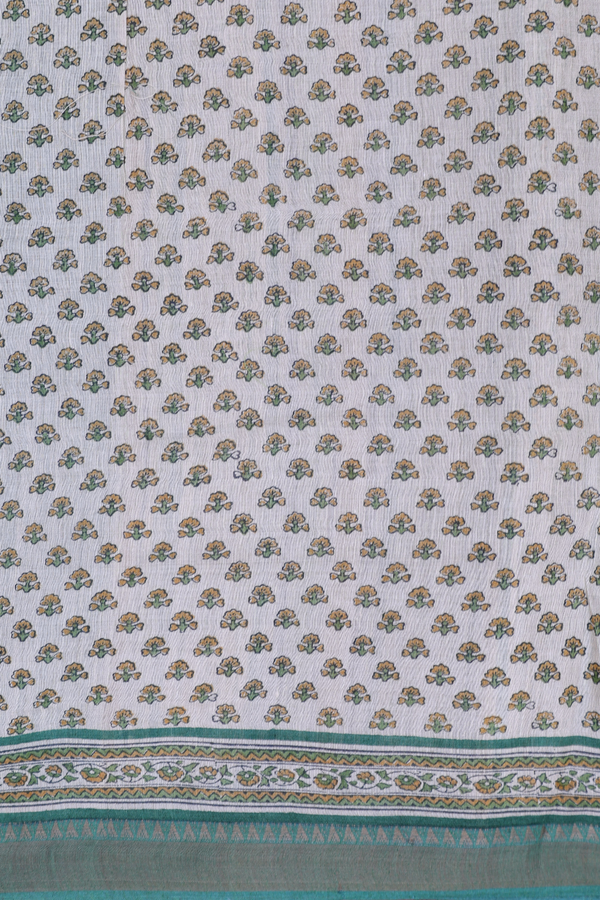 Tussar Silk Saree In Moss Green With Floral Buttis