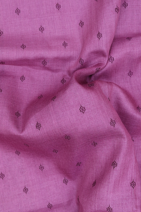 Tussar Silk Saree In Dusty Mulberry With Threadwork Buttas
