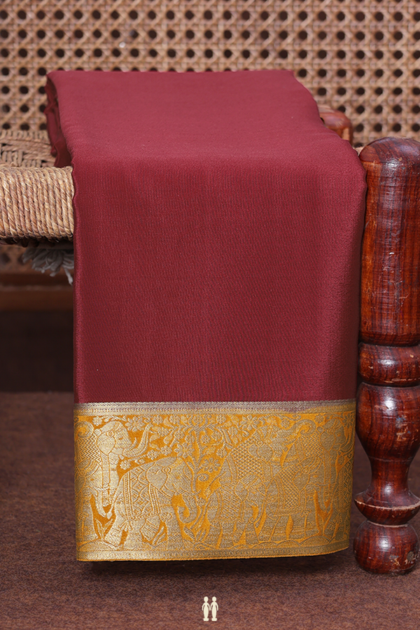Mysore Silk Saree In Ruby Red With Contrast Border