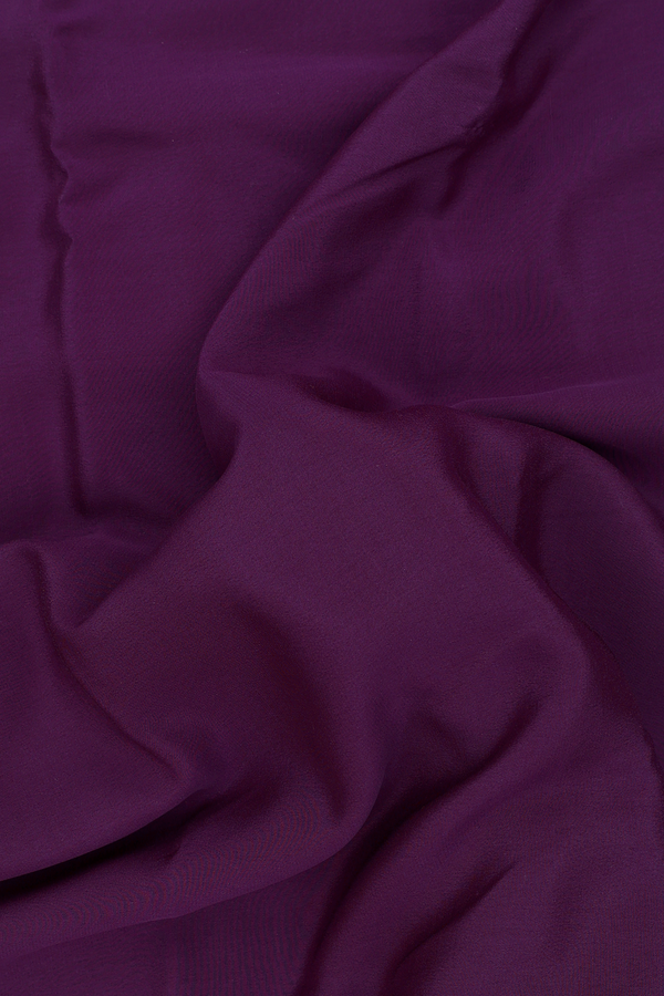 Mysore Silk Saree In Deep Purple With Contrast Border