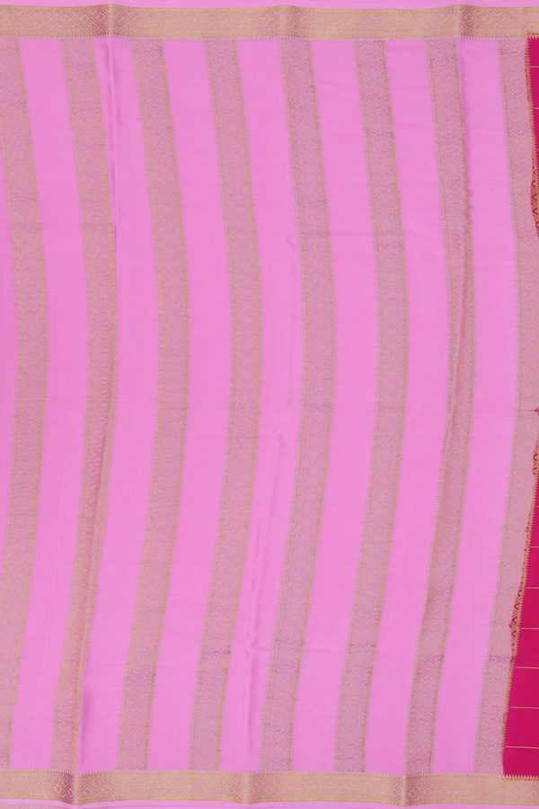 Mysore Silk Saree In Dark Pink With Checks Design