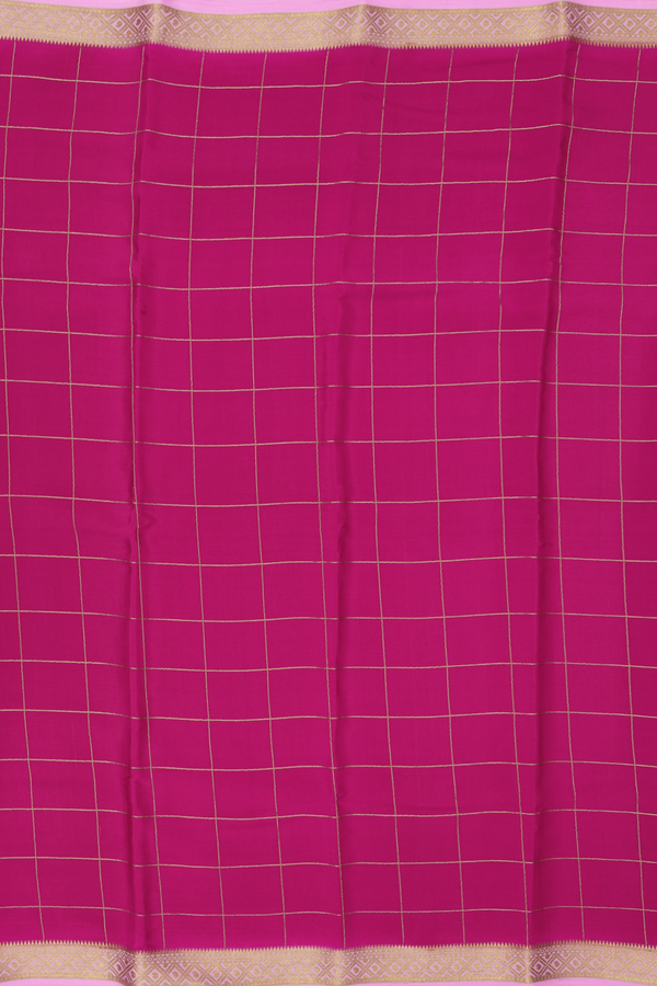 Mysore Silk Saree In Dark Pink With Checks Design