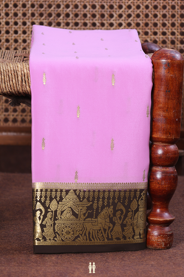 Mysore Silk Saree In Pink With Zari Buttas