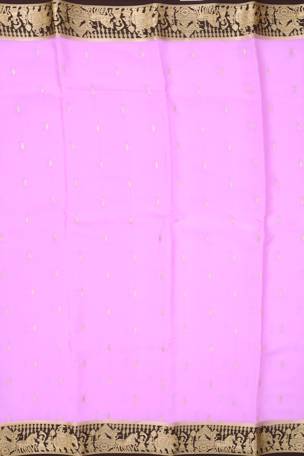 Mysore Silk Saree In Pink With Zari Buttas