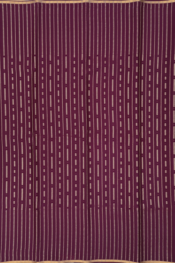 Mysore Silk Saree In Plum Purple With Stripes Design