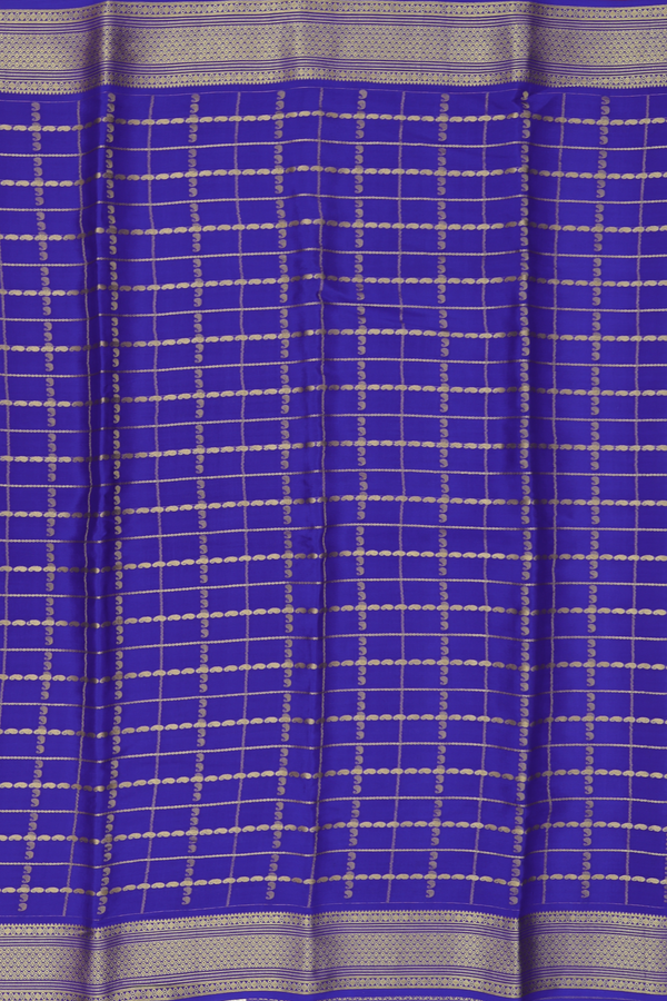 Mysore Silk Saree In Royal Blue With Checks Design