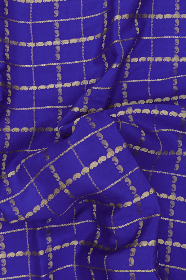 Mysore Silk Saree In Royal Blue With Checks Design