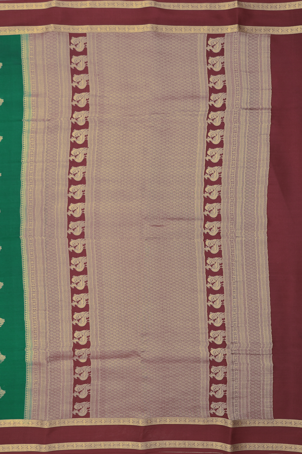 Mysore Silk Saree In Green With Iruthalai Pakshi Buttas