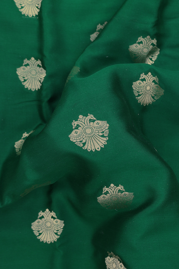 Mysore Silk Saree In Green With Iruthalai Pakshi Buttas