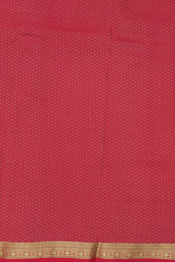 Mysore Silk Saree In Scarlet Red With Cow Buttas