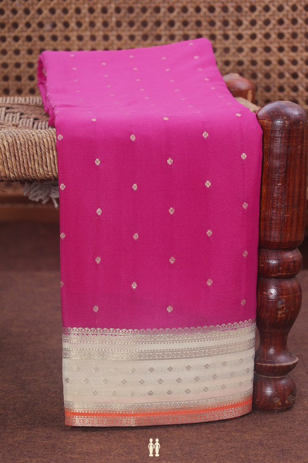 Mysore Silk Saree In Dark Pink With Zari Buttis
