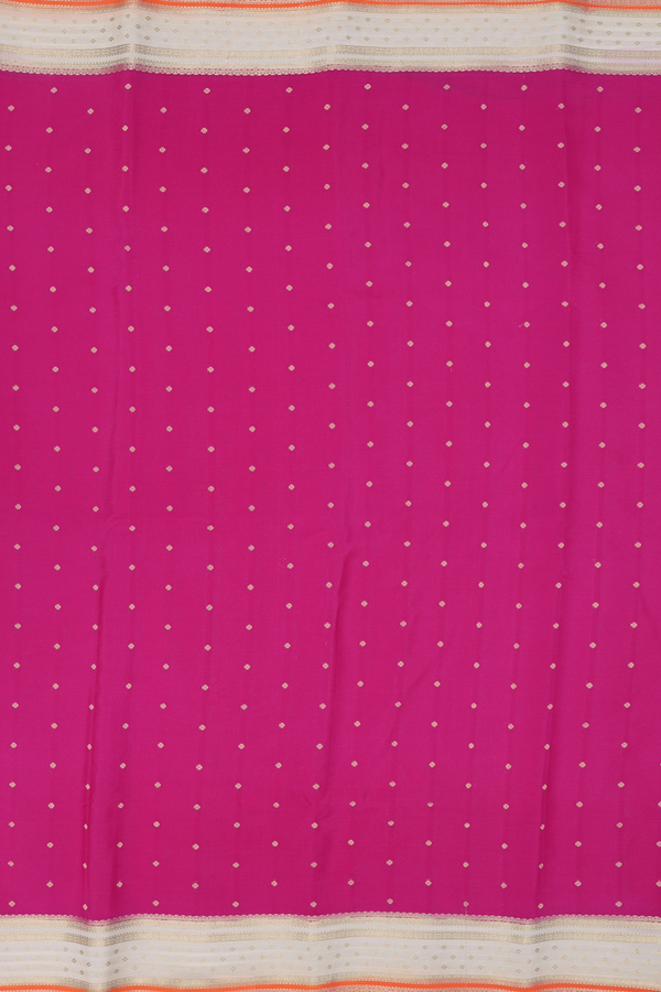 Mysore Silk Saree In Dark Pink With Zari Buttis