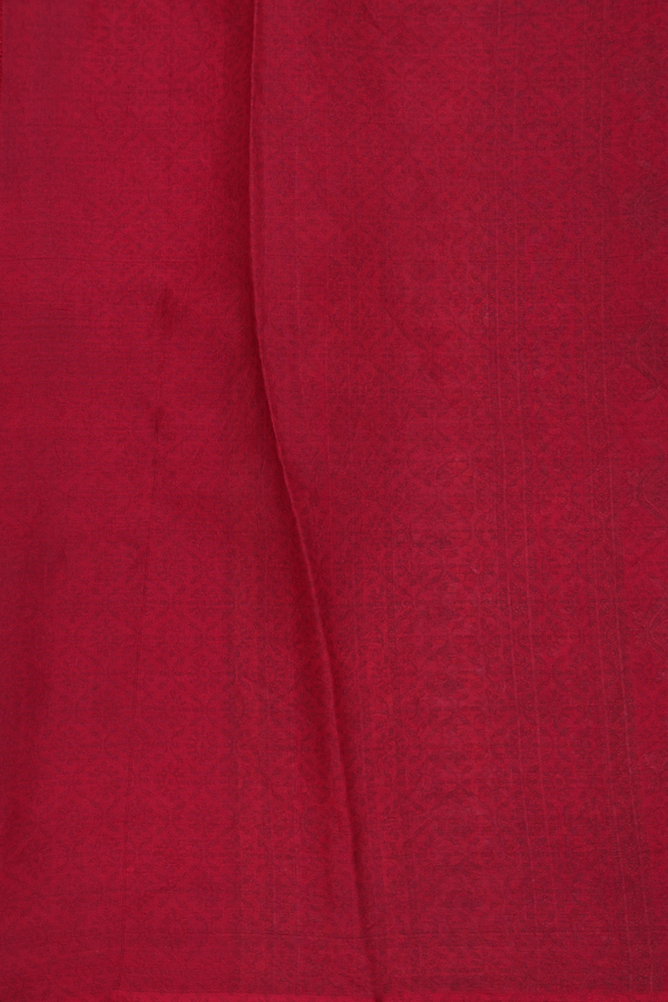 Printed Silk Saree In Crimson Red With Floral Buttis