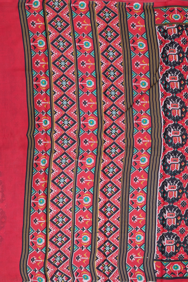 Printed Silk Saree In Black With Allover Design