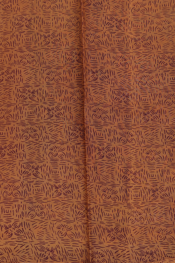 Printed Silk Saree In Brown With Floral Design