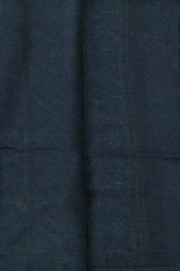 Printed Silk Saree In Forest Green With Allover Design