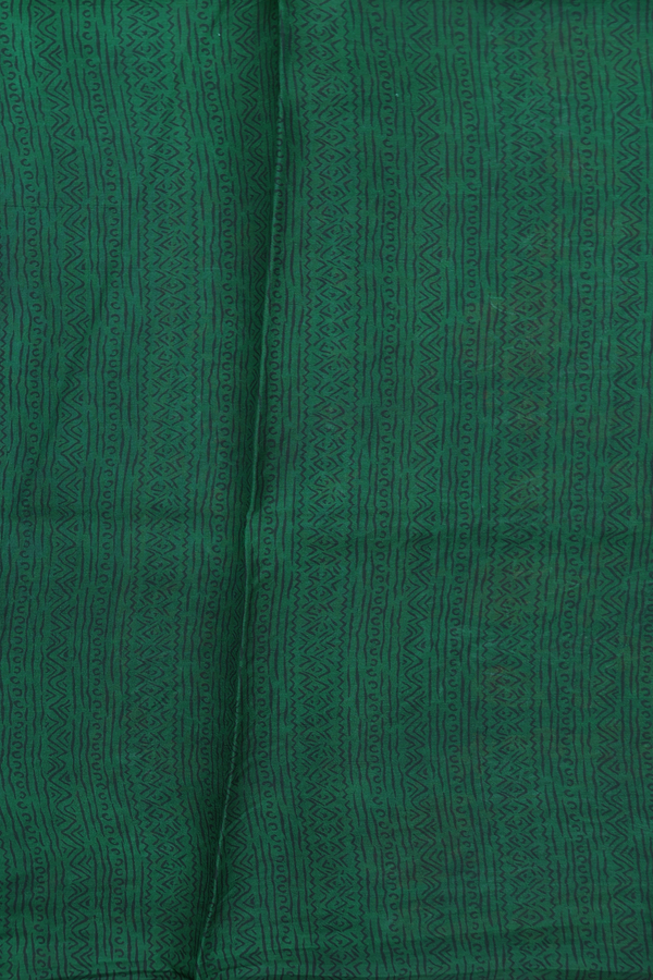 Printed Silk Saree In Forest Green With Floral Design