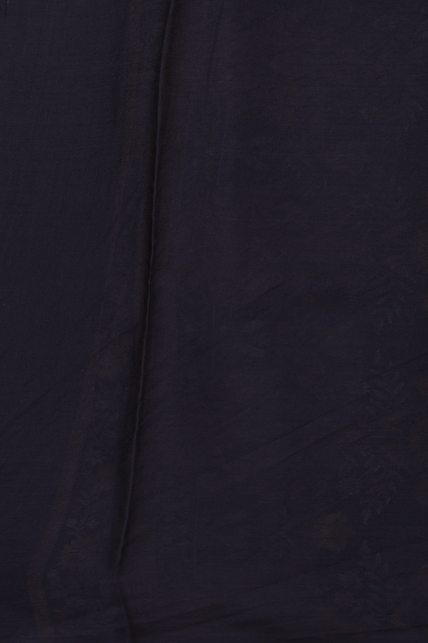 Printed Silk Saree In Black With Floral Design