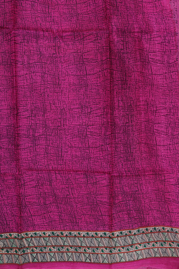Printed Silk Saree In Magenta With Paisley Buttas