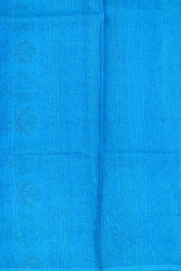 Printed Silk Saree In Sky Blue With Floral Design