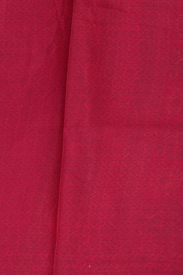 Printed Silk Saree In Scarlet Red With Floral Design