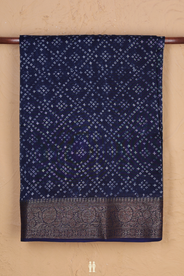 Chanderi Cotton Saree In Oxford Blue With Diamond Design