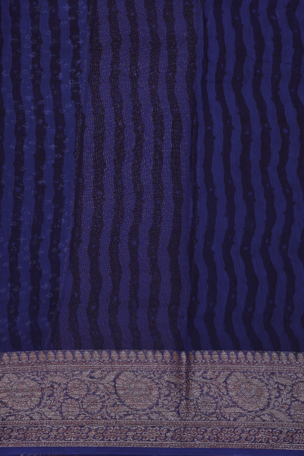 Chanderi Cotton Saree In Oxford Blue With Diamond Design