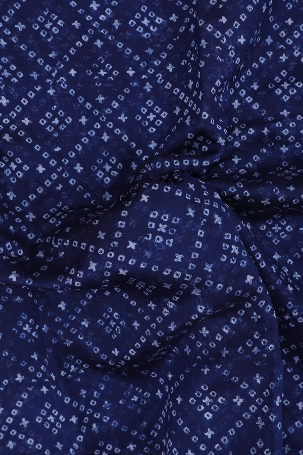 Chanderi Cotton Saree In Oxford Blue With Diamond Design