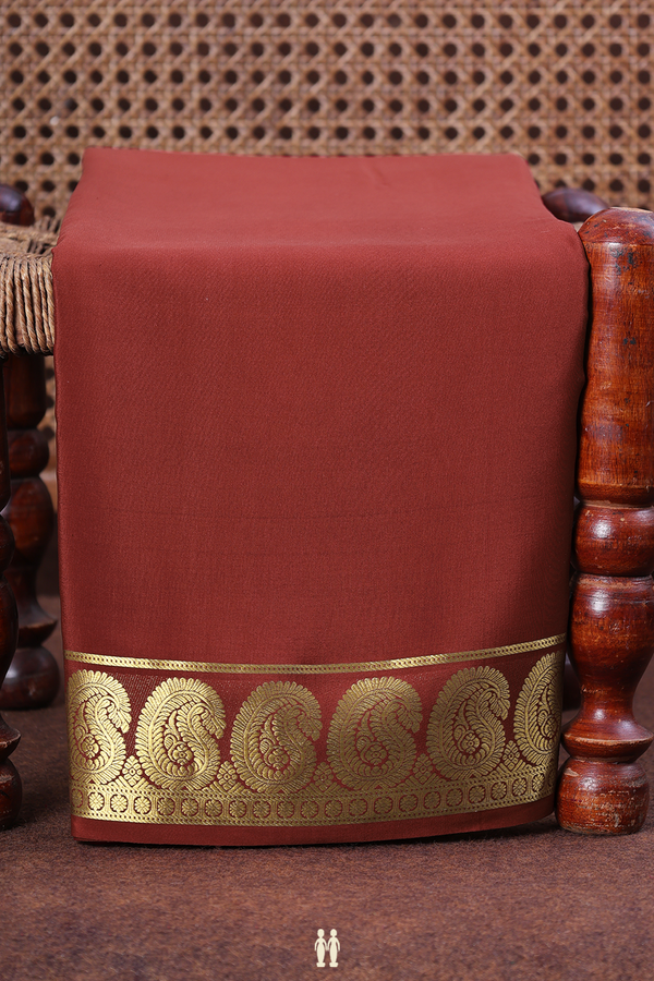 Mysore Silk Saree In Rust Red With Paisley Border