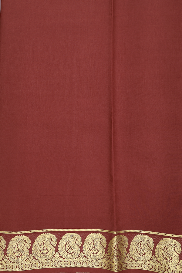 Mysore Silk Saree In Rust Red With Paisley Border