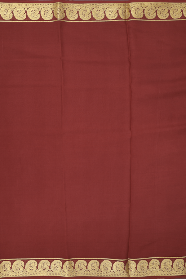 Mysore Silk Saree In Rust Red With Paisley Border